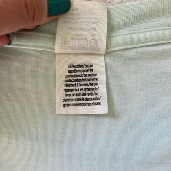 SOLD Victoria's Secret PINK Cropped Top Mint Green Long Sleeve Size Small. - Picture 11 of 12